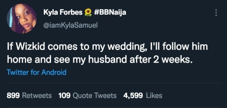 "I'll follow Wizkid home for two weeks if he attends my wedding" - Lady dragged to filth over claim