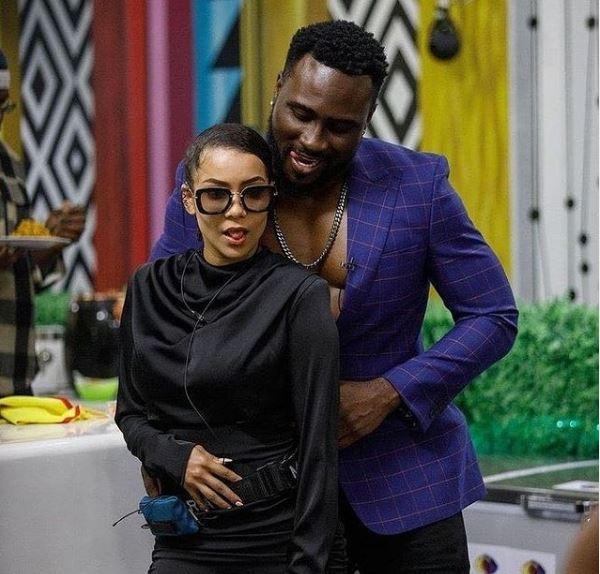 #BBNaija: "Local man lost his home training" - Reactions as Pere is spotted licking his plate after Maria took his fork (Video)