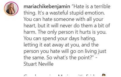 #BBNaija: "Hate is a wasteful stupid emotion that eats you up" - Maria's handler to trolls