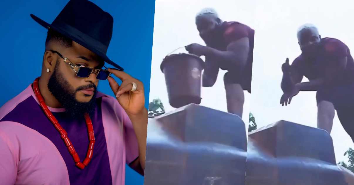#BBNaija: Throwback clip of Whitemoney working as a plumber surfaces (Video)