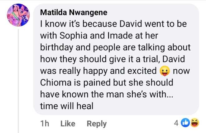 "She's pained because Davido is back with Sophia" - Lady drags Chioma to filth