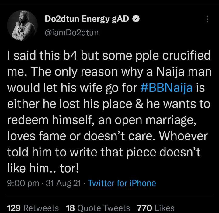 Dotun Tega's husband