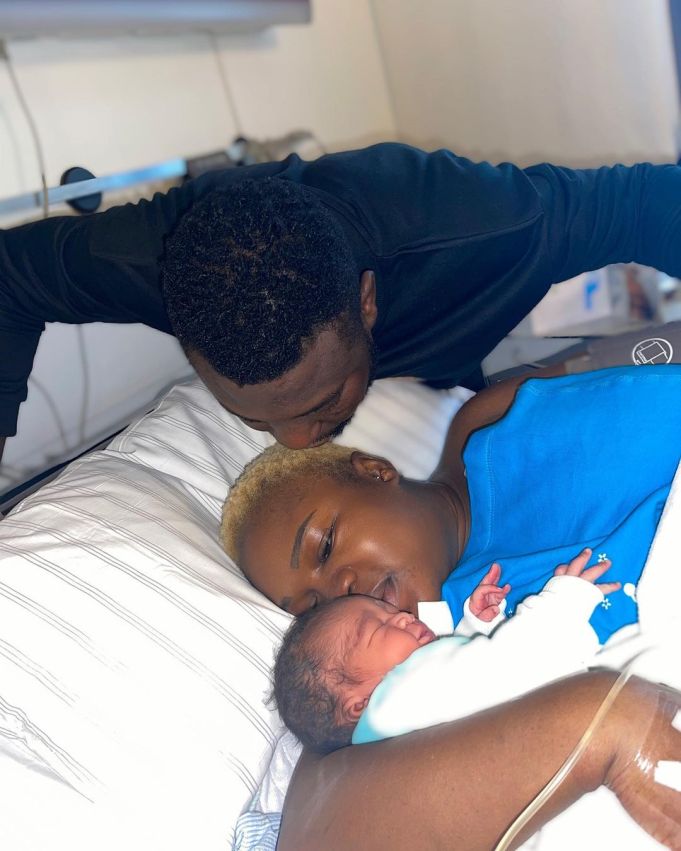 Olaide Oyedeji and husband new baby