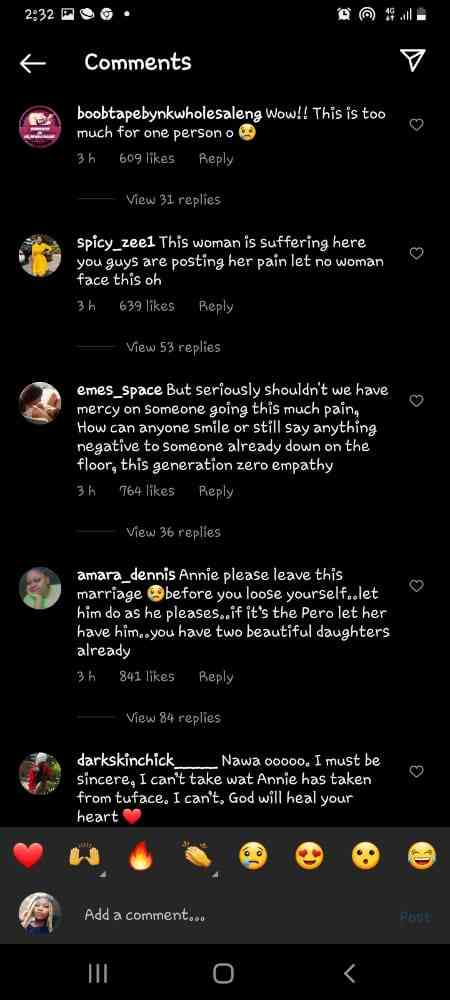 Annie Idibia Tuface crying