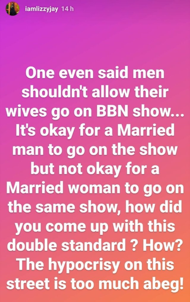 #BBNaija: Actress Lizzy Jay blasts trolls criticizing Tega over affair with Boma