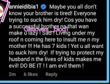 "If trying to protect my husband makes me evil, I am evil" - Annie Idibia fires back at Tuface's brother