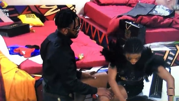 #BBNaija: Cross takes to his knees, pleads to Angel ahead of eviction (Video)