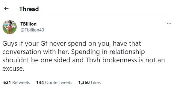 Twitter Girlfriend Spend Relationship