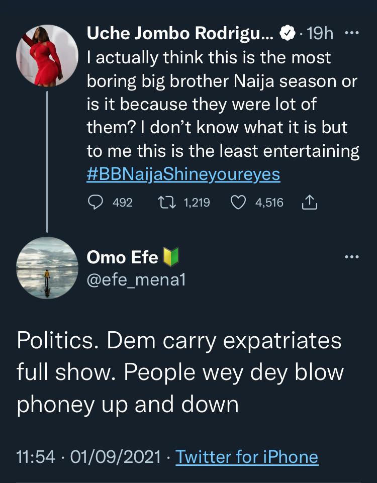 "Housemates just want to sleep, eat WhiteMoney's food" - Uche Jombo, fans tag this year's BBNaija show as boring