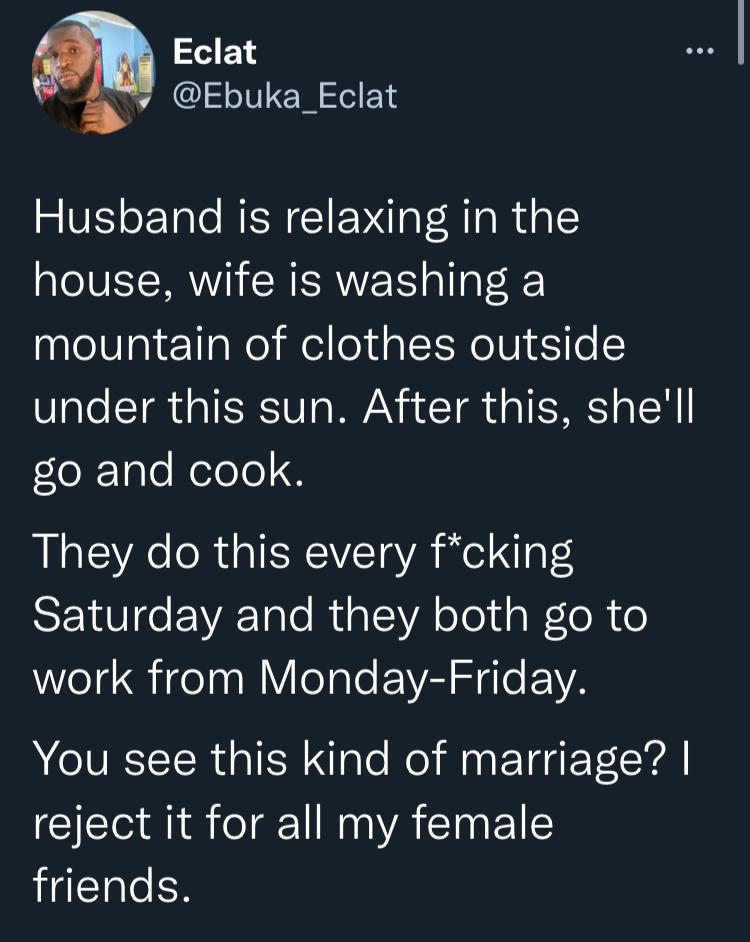 Man sparks debate on heavy chores wives face over the weekend while husbands get to relax