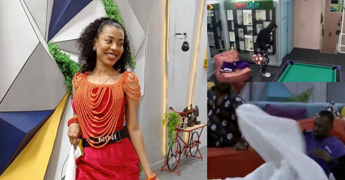 #BBNaija: Saga's epic reaction after Nini returned to the house following disappearance (Video)