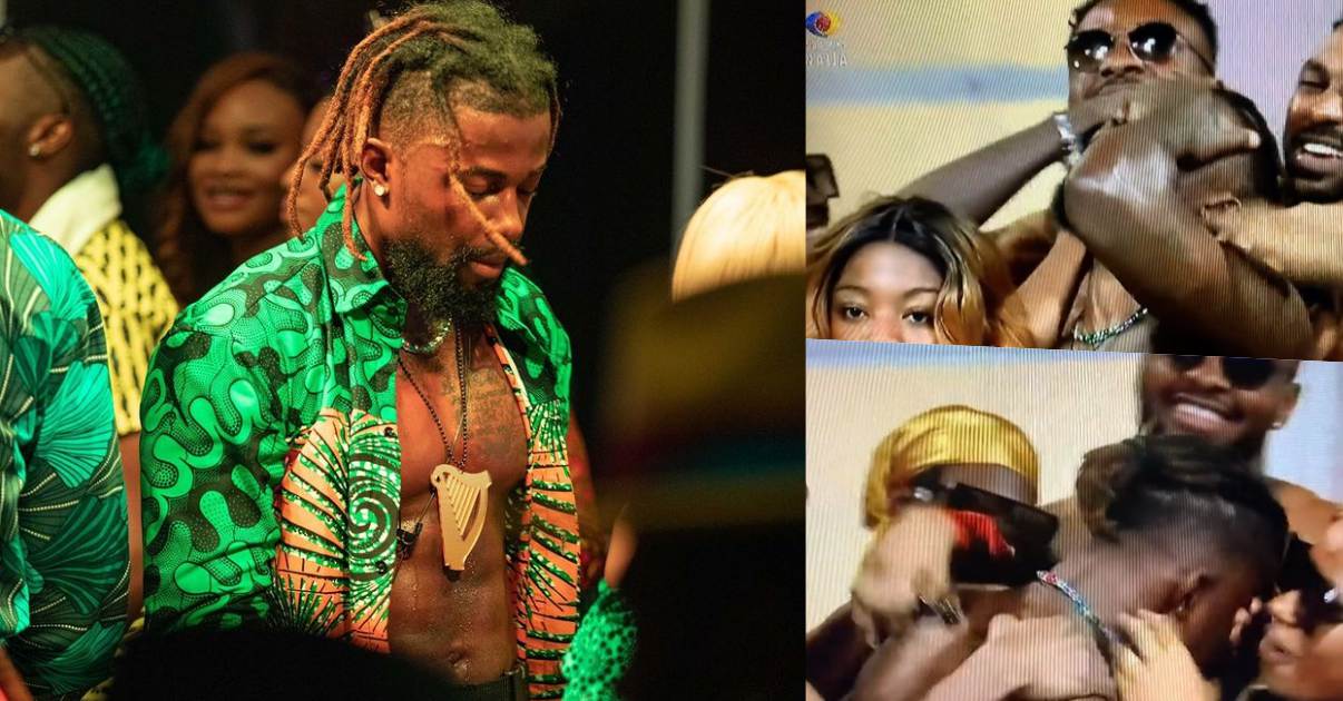 #BBNaija: Housemates thrown into fear as Michael burst into tears, punches hole in a wall (Video)
