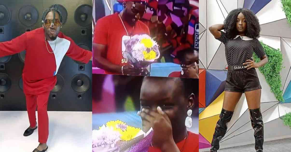 #BBNaija: Tears overflow as Jaypaul surprises Saskay with bouquet of flowers (Video)