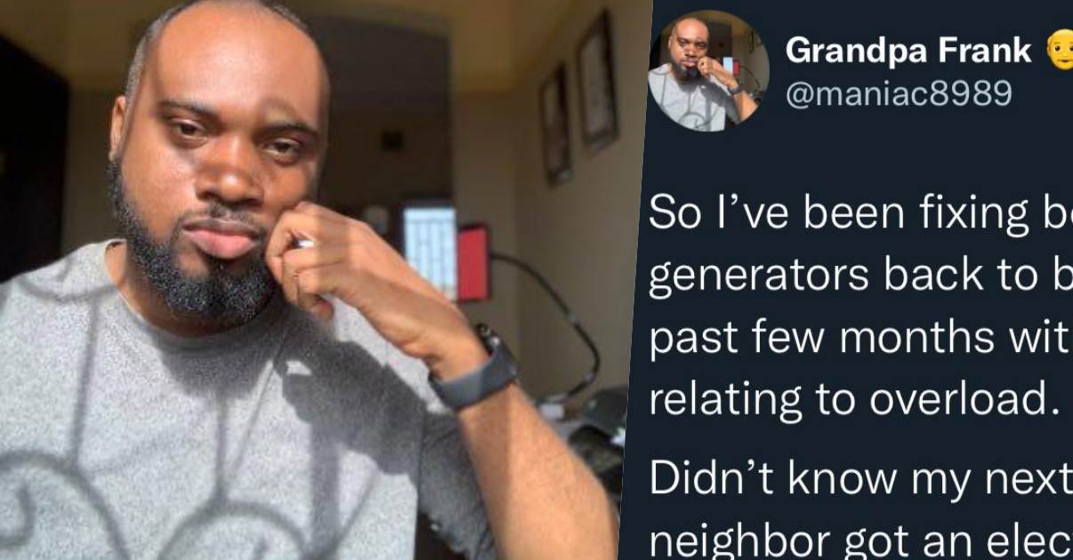 Man laments after finding out neighbor taps his generator, powers her AC with it