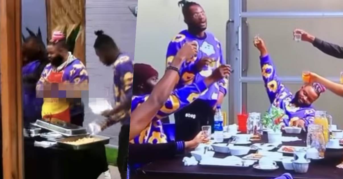 #BBNaija: Housemates wish one another well while celebrating with surprise buffet from Biggie (Video)