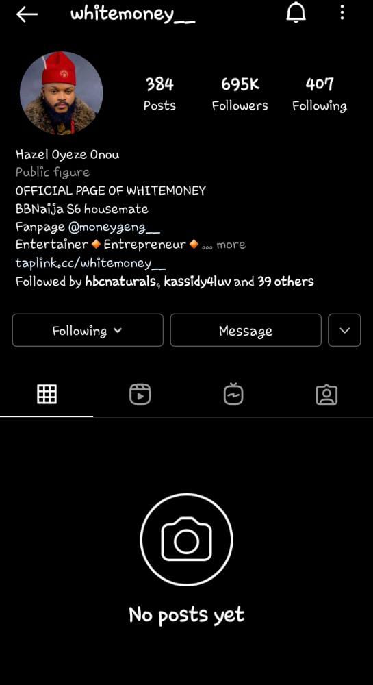 Whitemoney Instagram page down