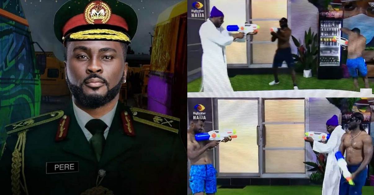 #BBNaija: "General Pere miss shooting people" - Biggie's water-gun game triggers reaction (Video)