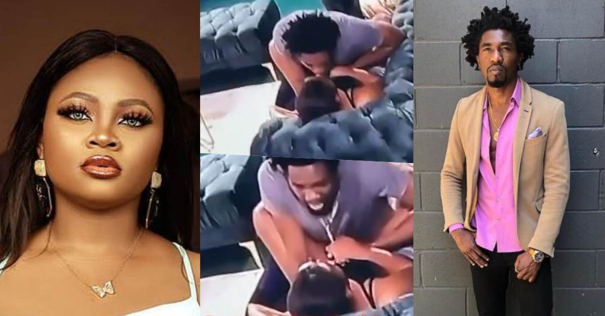 #BBNaija: Boma kisses Tega aggressively, reaches for her privates (Video)