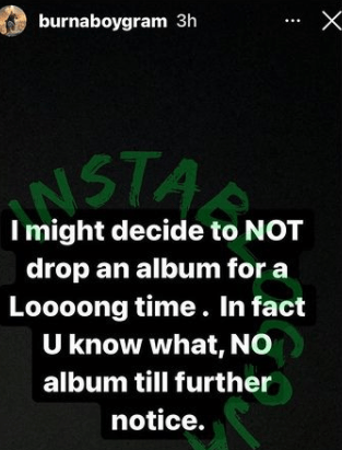 Burna Boy album notice