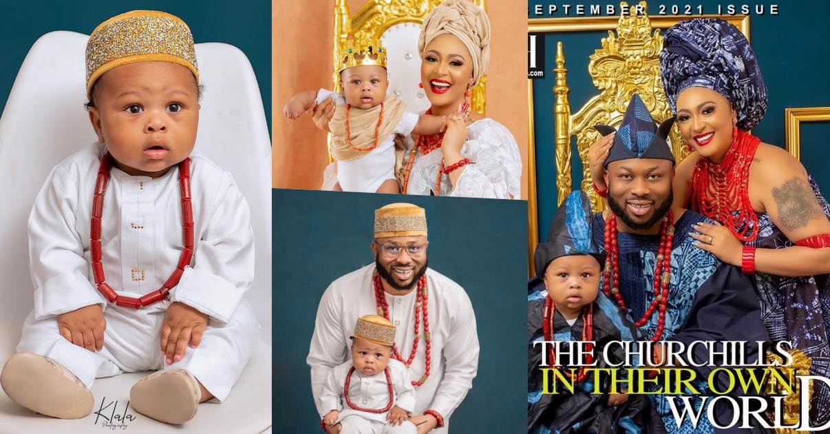 Churchill reveals son's face, rolls out adorable photos with wife, Rosy Meurer