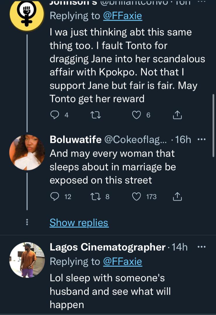 Twitter user slams Tonto Dikeh for exposing Janemena over Kpokpogri's saga