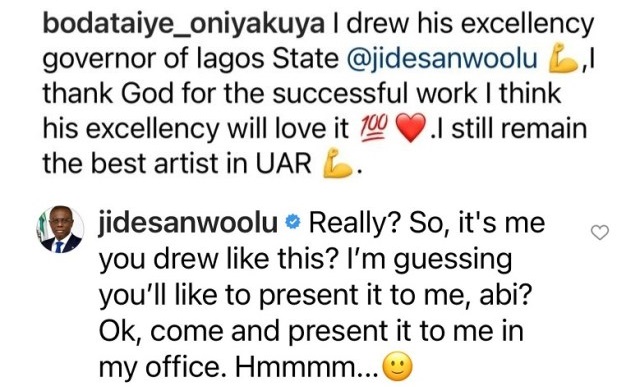 "Come and present it to me in my office" - Gov. Sanwo-Olu reacts to rare artwork of him