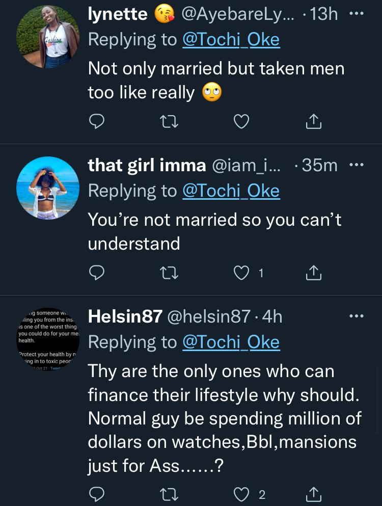"I can never understand why single women find married men attractive" — Reality star, Tochi fumes