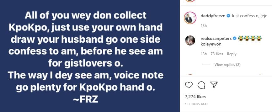 "If you've collected 'kpo-kpo,' confess to your husband" - Daddy Freeze to women amidst Janemena's saga