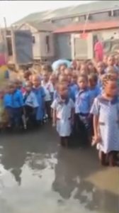 Schoolchildren murky water Assembly 