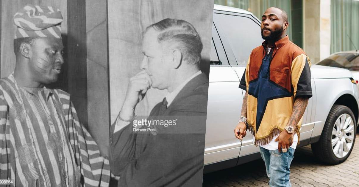 Davido reacts after photo of his grandfather with US Farmers Union President in 1967 surfaces