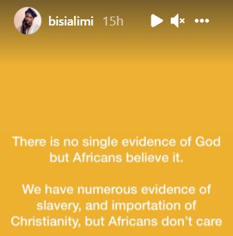 "There is no single evidence of God, but Africans believe it" - Activist, Bisi Alimi