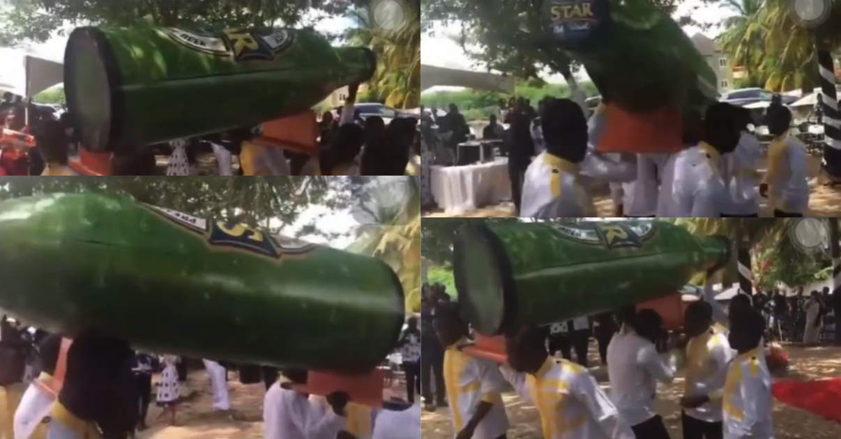 Man buried in 'beer-bottle-shaped casket' over alleged love for beer (Video)