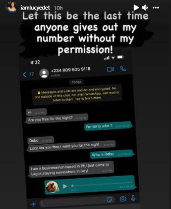 Reality star, Lucy Edet lashes out after businessman reached out for hookup