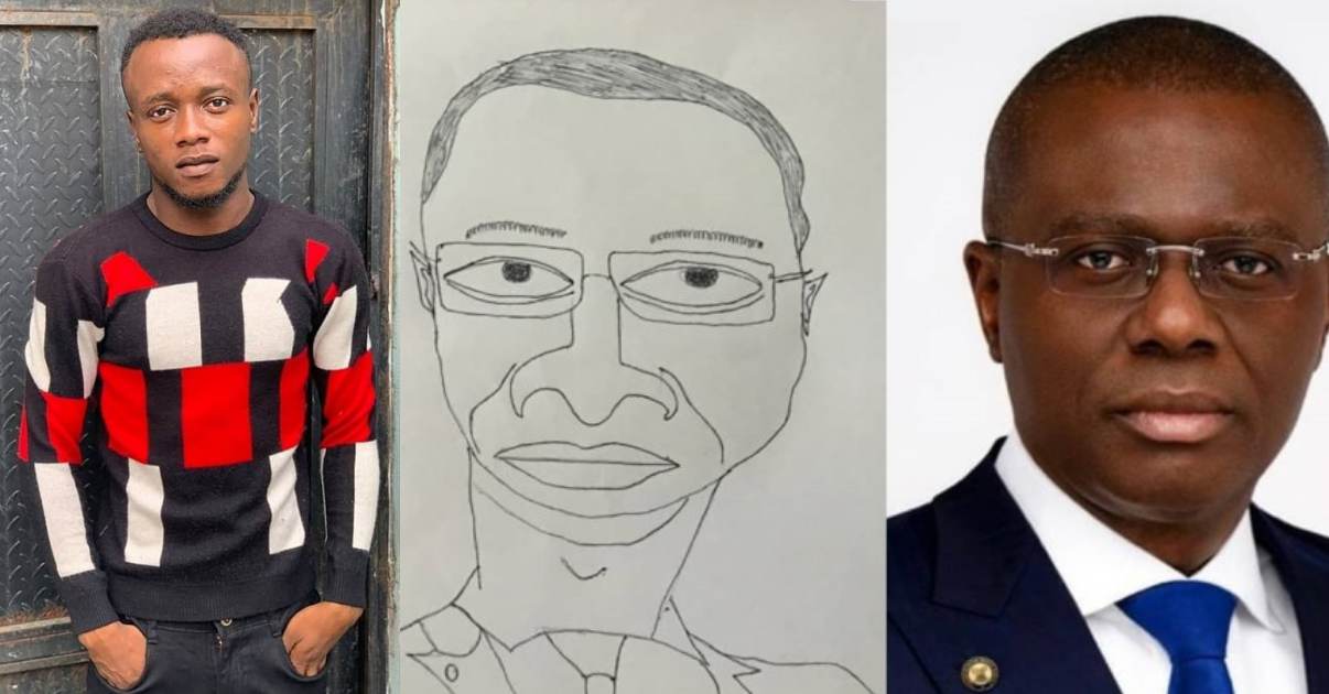 "Come and present it to me in my office" - Gov. Sanwo-Olu reacts to rare artwork of him