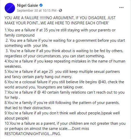"You’re a failure if you still live with your parents at 35" — Pastor sparks controversy