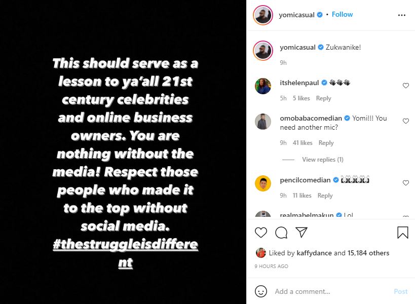 Yomi casual Celebrities Facebook