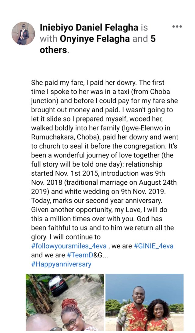“She paid my transport fare, I paid her dowry" - Man narrates as he marks second wedding anniversary