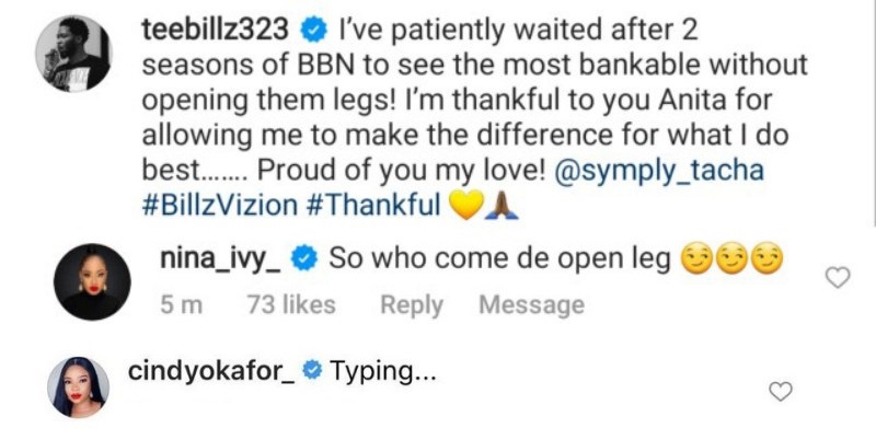 "Who come dey open leg" - Nina Ivy tackles Teebillz after naming Tacha 'most bankable without opening legs'