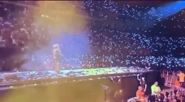 Moment Wizkid ushers Chris Brown and Tems on stage during MIL tour at O2 arena (Video)