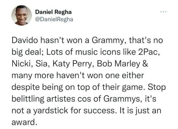 "It's no big deal that Davido hasn’t won a Grammy" - Man insists