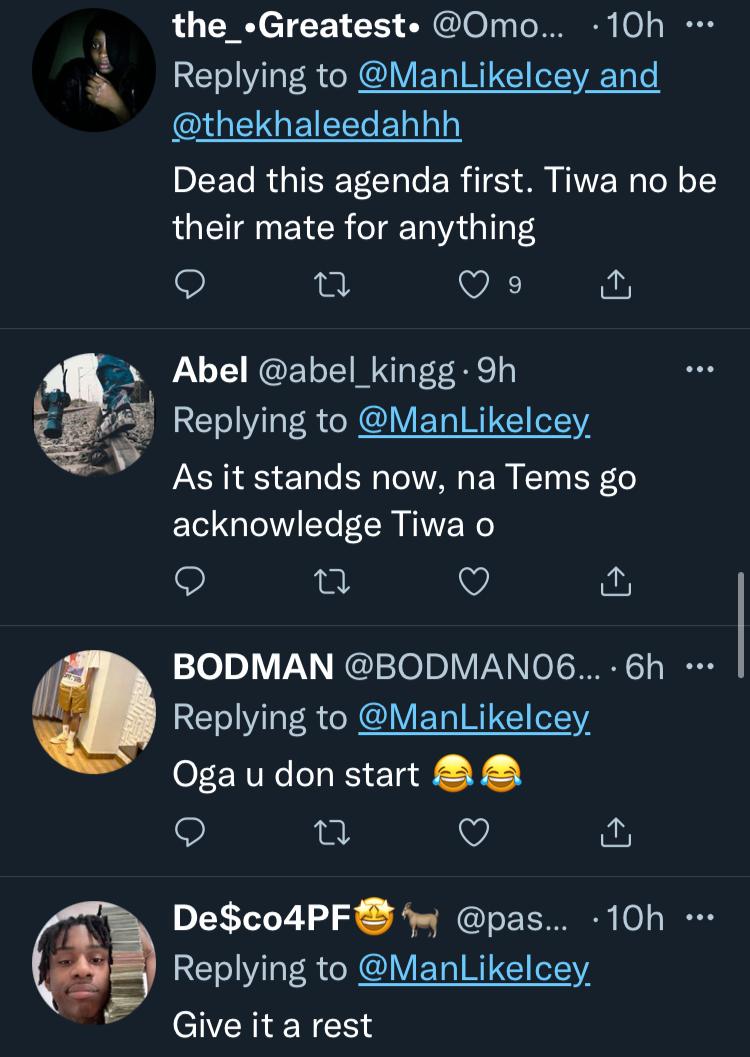 "Tiwa Savage never acknowleged Tems, Ayra Starr" - Fan questions singer on support for women