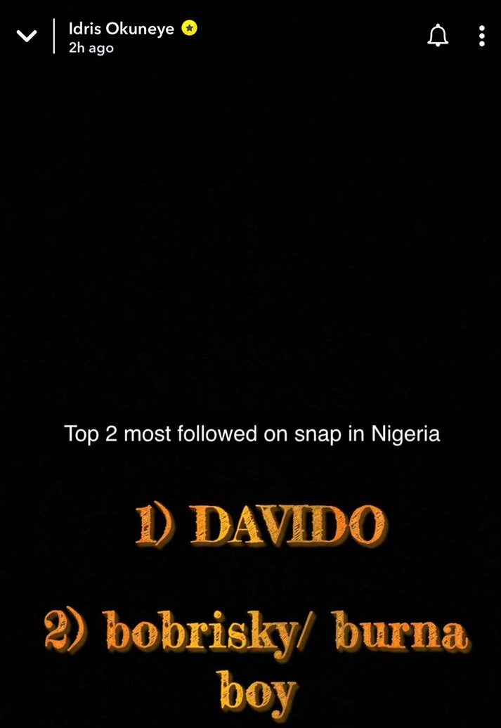 most followed nigerian celebrity on snapchat