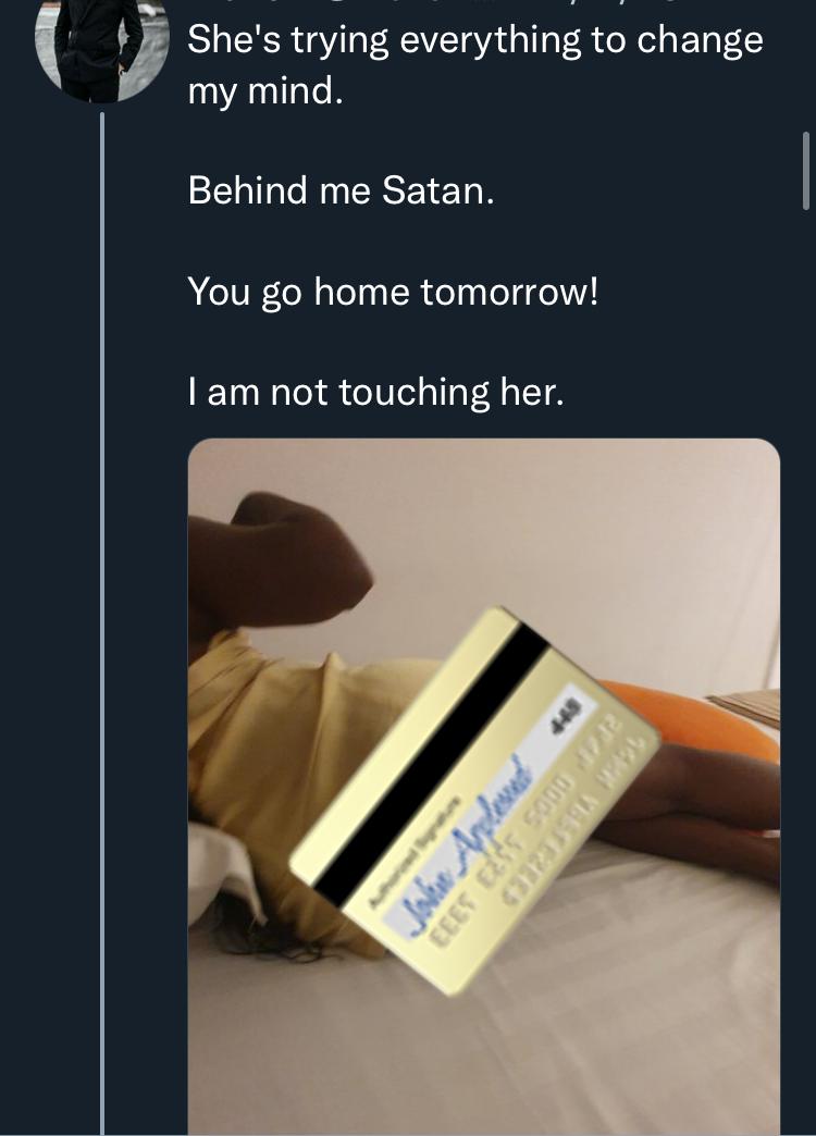 Man narrates encounter with lady who refused to sleep on same bed with him after paying her flight, hotel