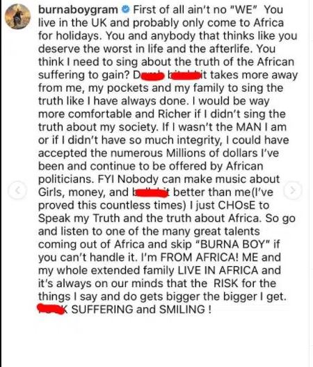 Burna Boy Africa suffering