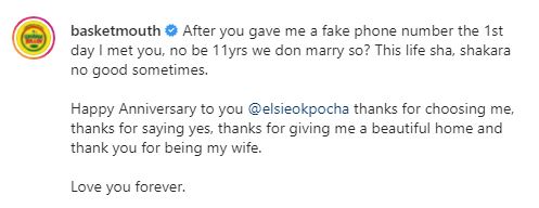 BasketMouth and wife celebrate 11th wedding anniversary (Video)