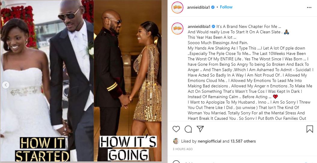 "Worst 10 weeks of my entire life" - Annie Idibia tenders apology to Tuface, others in celebration of 37th birthday