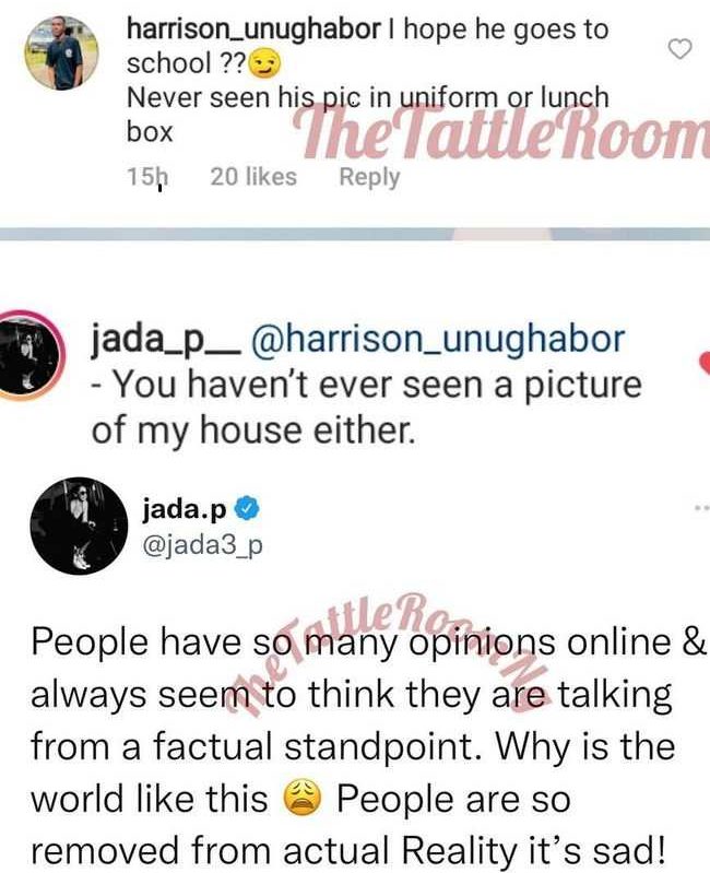 Wizkid's baby mama, Jada P slams troll who insinuated that their son does not attend school