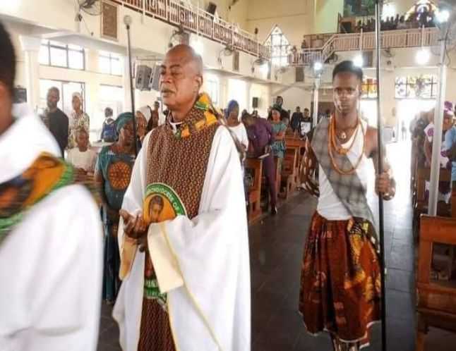 "This Is A Shrine!"- Reactions Trail As St. Luke Catholic Church Celebrates Holy Mass Using Traditional Items