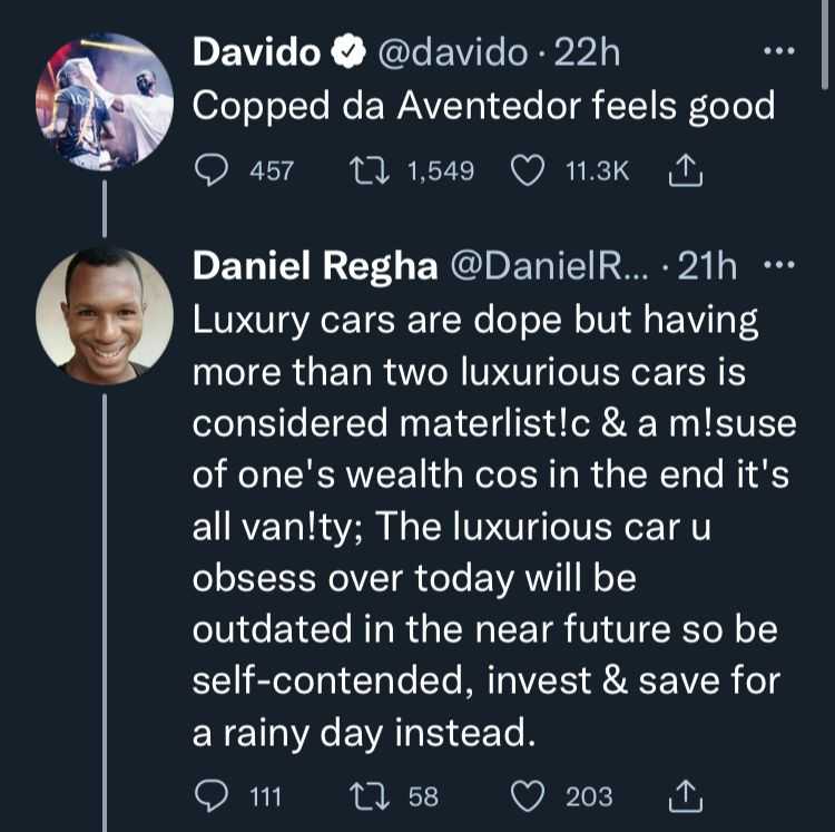 "Luxury cars are cool but having more than two is misuse of wealth" - Man lambasts Davido for buying a Lamborghini