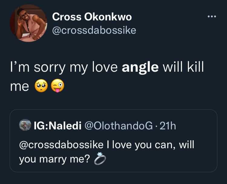 "Angel will klll me" - Cross Ike expresses fear as lady shoots her shot at him